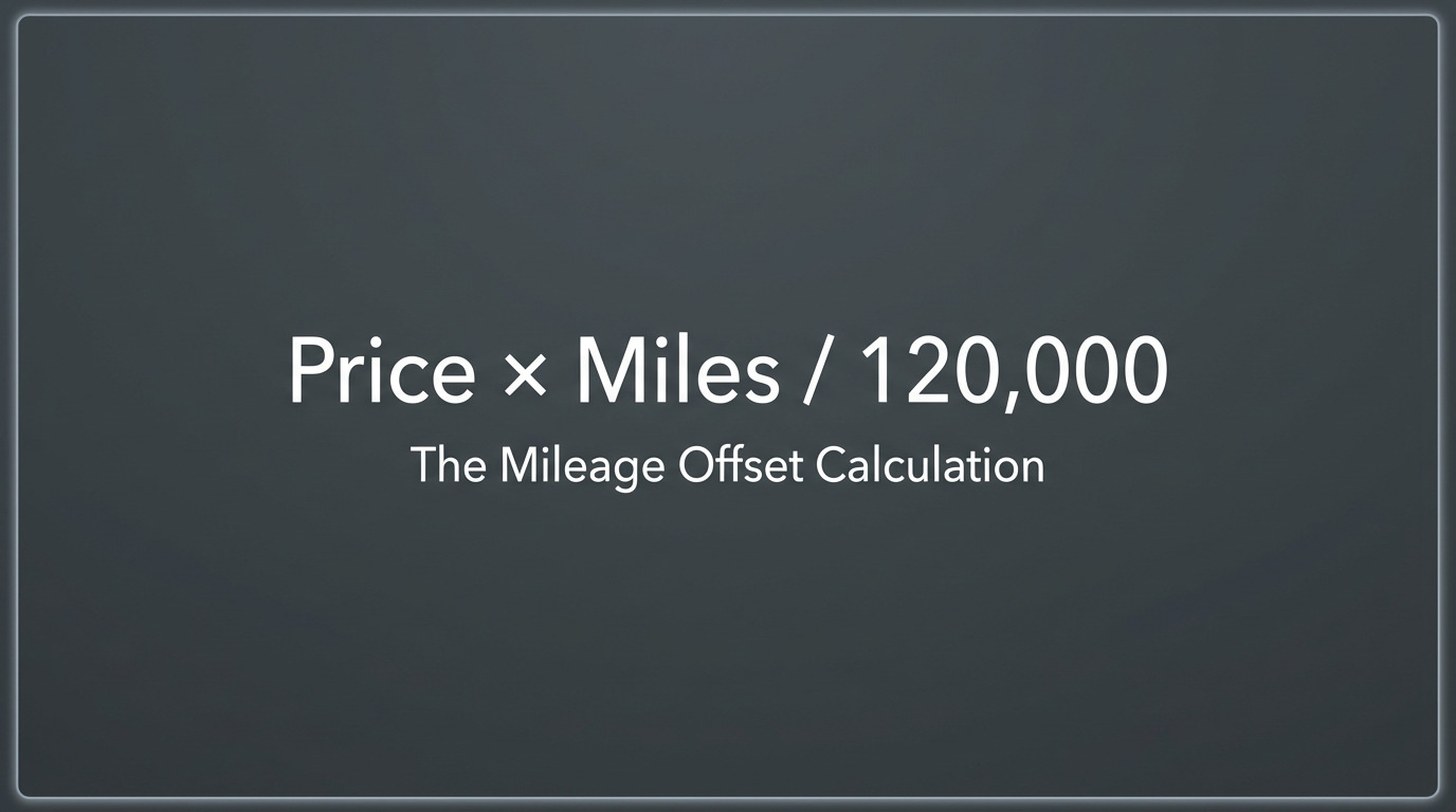 Mathematical formula for calculating mileage offset in lemon law buybacks